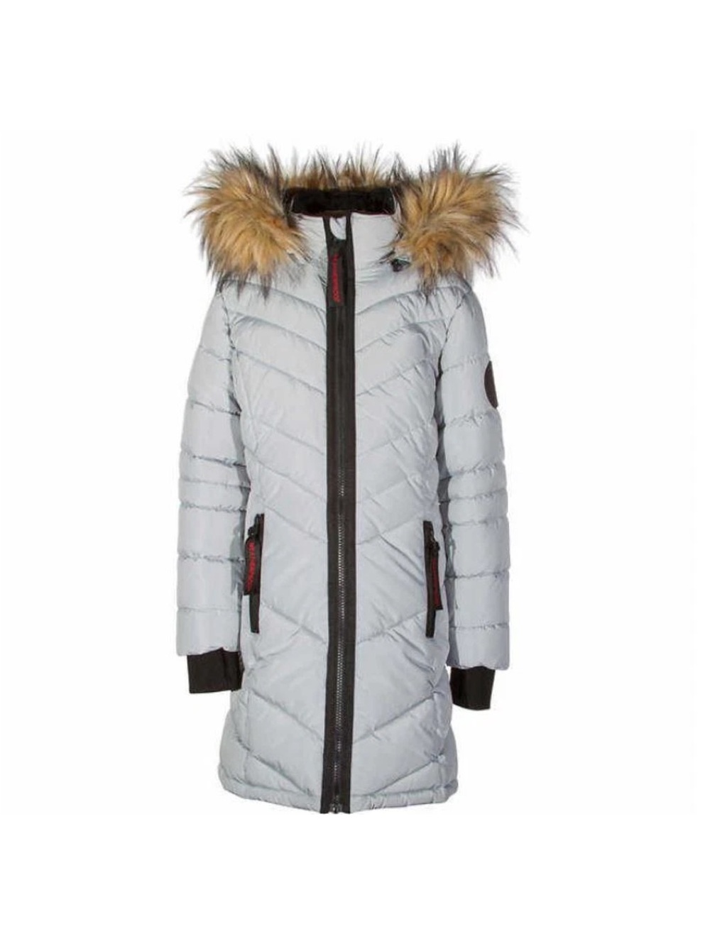 Weatherproof Girls Jacket grey Size 12 Parka With Faux Fur Trim‎